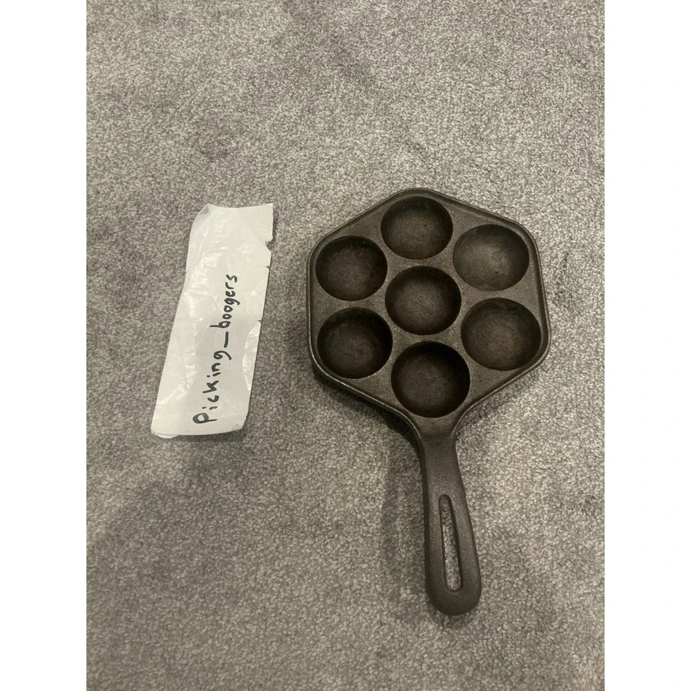 Vintage Cast Iron AEBLESKIVER Pan Danish Pancake Balls/Egg Poacher Heat Ring #2